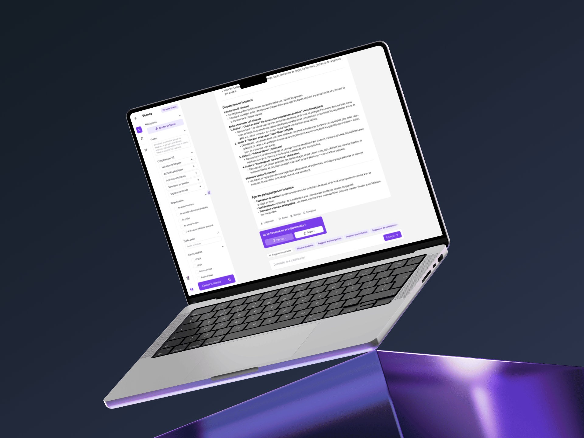 Mockup de l'interface de MaPrep d'ÊtrePROF (desktop)