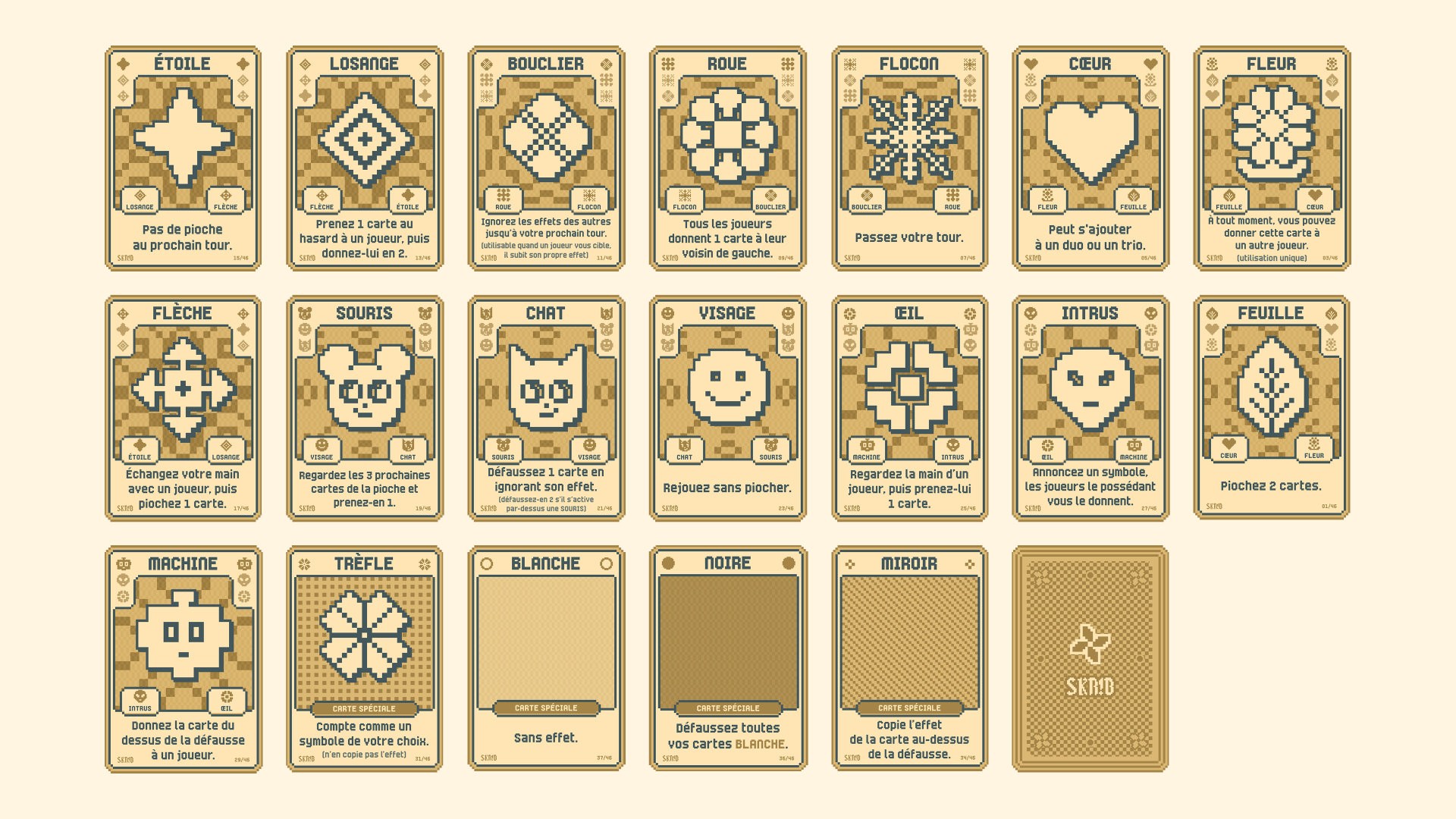 Liste des cartes du jeu de base de Skrib