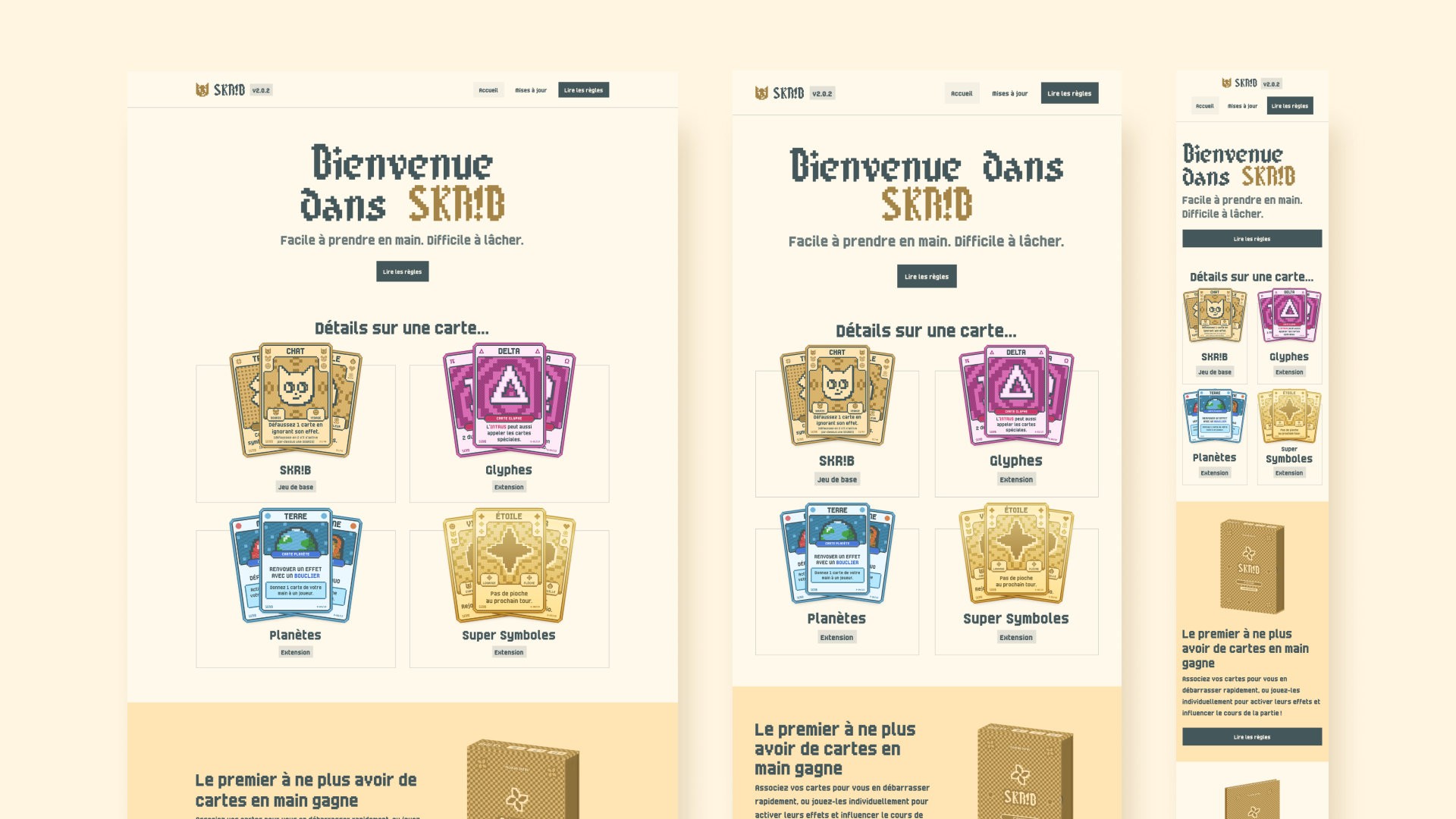 Design responsive de la page d'accueil du livret numérique de Skrib conçue avec Figma Sites
