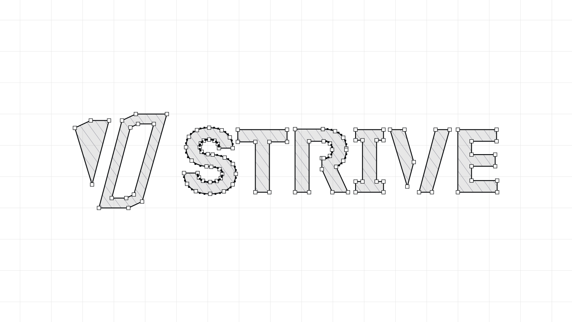 Construction géométrique et grille de tracé du logotype Strive
